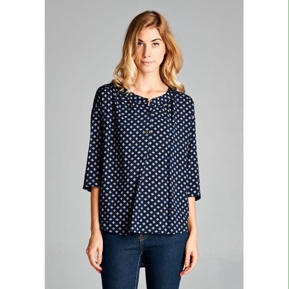 Navy High Low Blouse